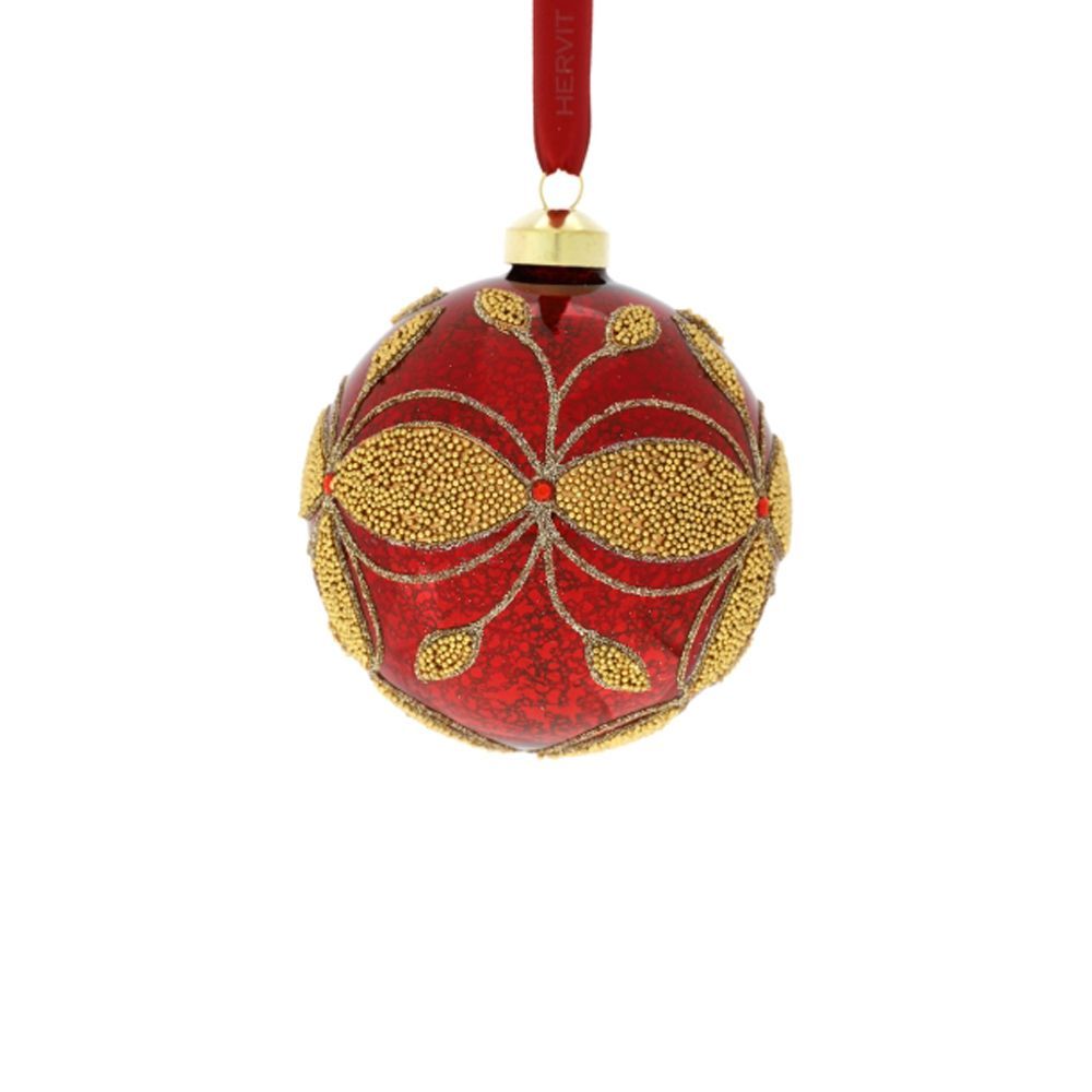 SFERA VETRO FLEUR DIA.10 CM ROSSA - Hervit