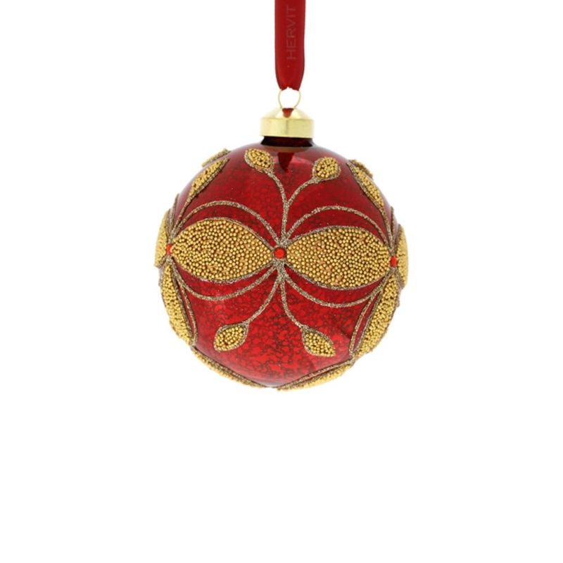 SFERA VETRO FLEUR DIA.10 CM ROSSA - Hervit