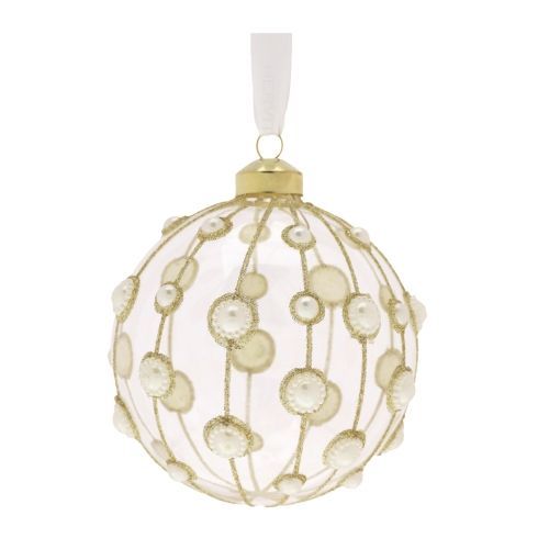 ​SFERA VETRO ORO DIA.10 CM TRASPARENTE con perle - Hervit ​SFERA VETRO ORO DIA.10 CM TRASPARENTE con perle - Hervit