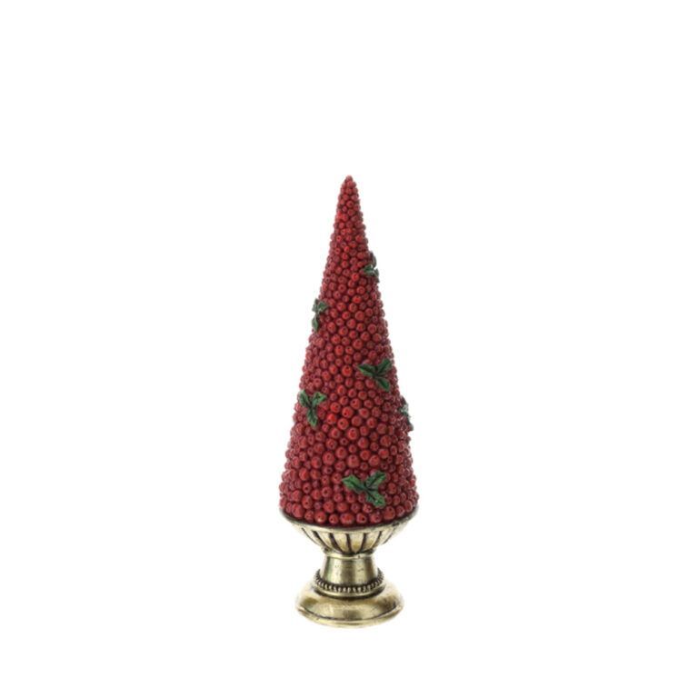 Albero a cono con bacche rosse 34 cm - Hervit