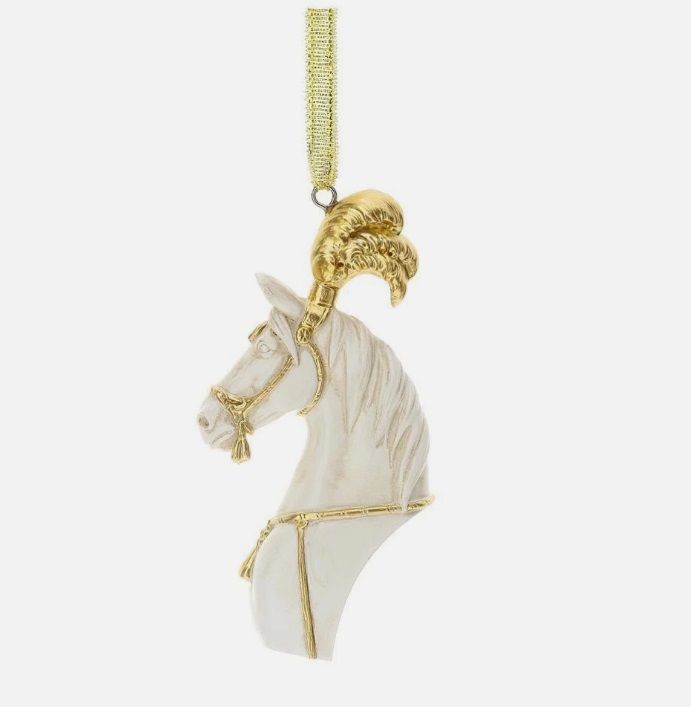 ​Testa di cavallo bianca e oro da appendere - Hervit