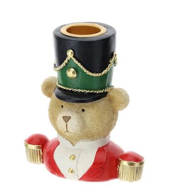 Portacandela Orsetto Resina Rosso 9,5Cm - Hervit Portacandela Orsetto Resina Rosso 9,5Cm - Hervit