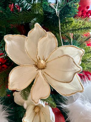 ​Fiore velluto Panna e oro per albero