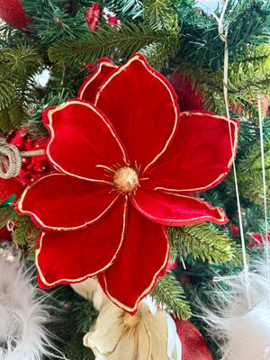 ​Fiore velluto Rosso e oro per albero