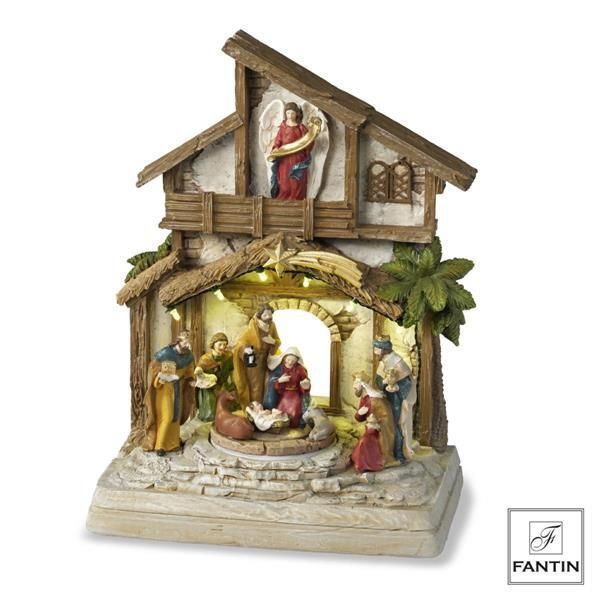 PRESEPE RE MAGI E ANGELO LUCI LED MUSICA E MOVIMENTO - Fantin Argenti