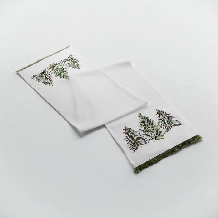 Runner bianco con alberi 33×150 cm - Fantin Argenti