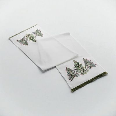 Runner bianco con alberi 33×150 cm - Fantin Argenti Runner bianco con alberi 33×150 cm - Fantin Argenti