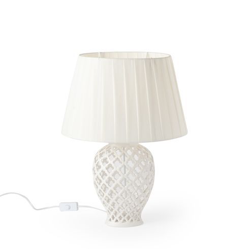 Lampada Potiche Ovale porcellana traforata H48 - Hervit