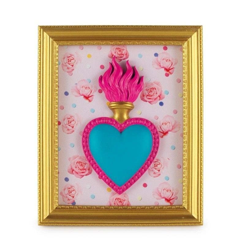 ​Cornice Rettangolare con Cuore Sacro E Rose - Henriette