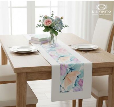 Runner rettangolare fiori aquarel 140 cm - L'Infinito