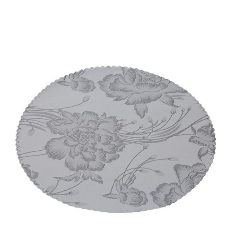 Box Due Tovagliette Sottopiatto Jacquard Fleur Grigio e Argento - Hervit