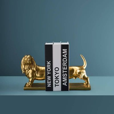 Set di 2 Fermalibri Bassotto oro - Werns