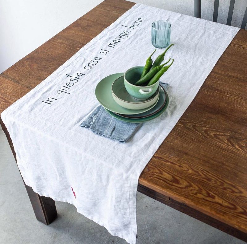 Runner in lino In questa casa si mangia bene - Simple Day