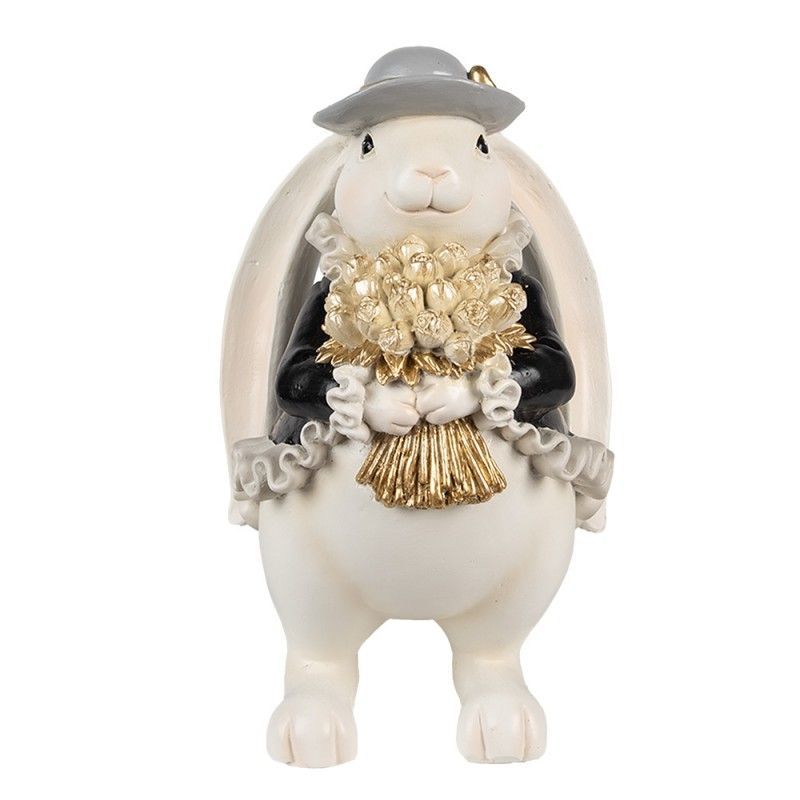 Coniglio bianco con fiori oro - Clayre and Eef