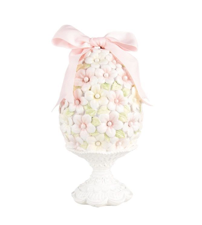 Uovo di Pasqua con fiorellini e fiocco rosa - Clayre and Eef