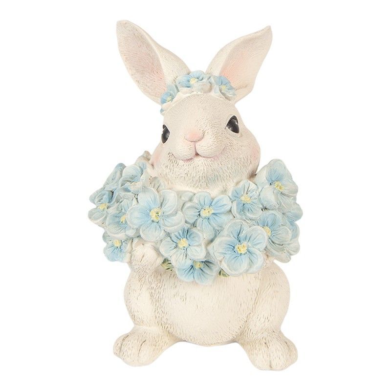 Coniglietto bianco con fiori azzurri - Clayre and Eef