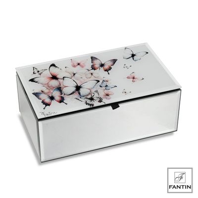 Cofanetto Portagioie in vetro grande Farfalle in volo - Fantin Argenti