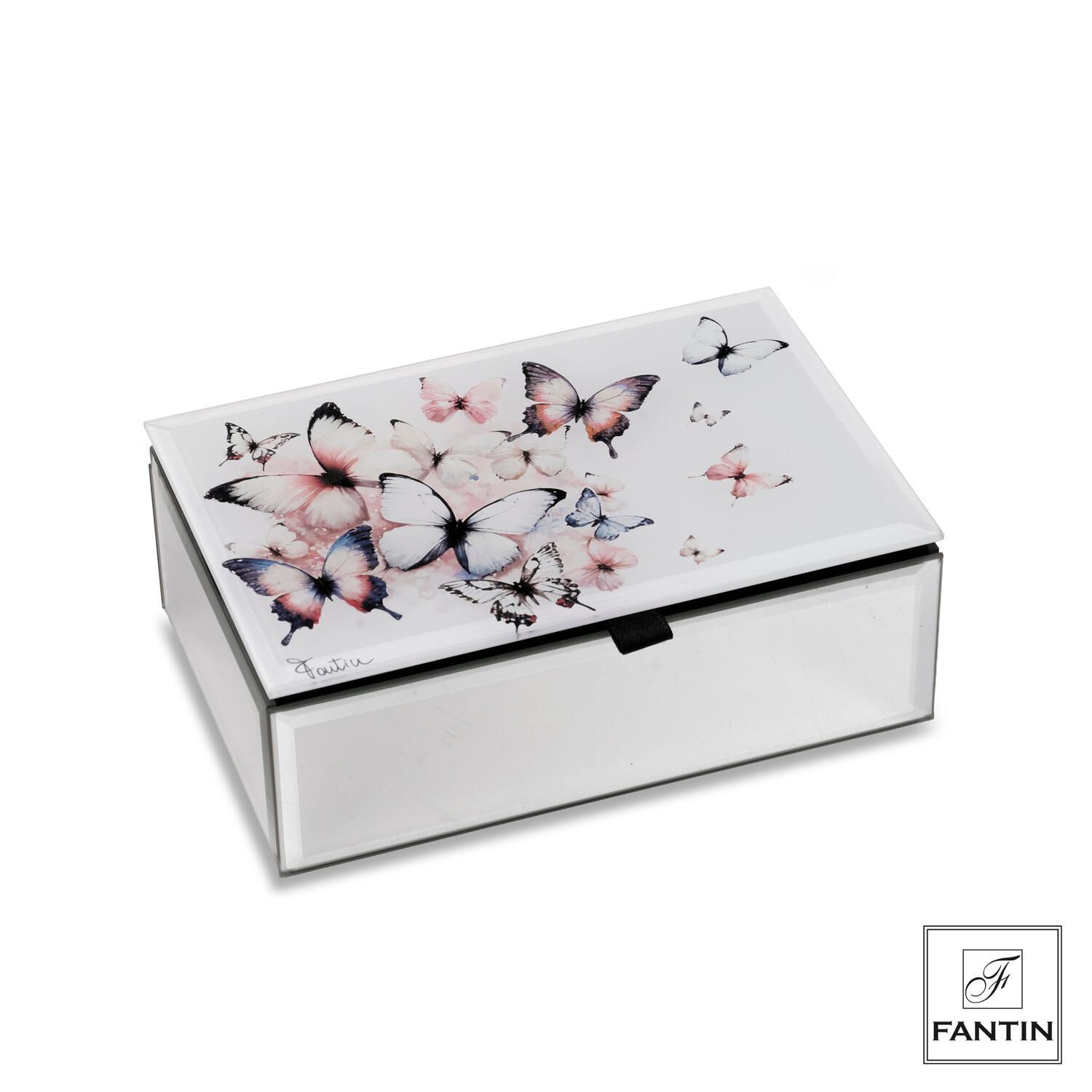 Cofanetto Portagioie in vetro Farfalle in volo - Fantin Argenti