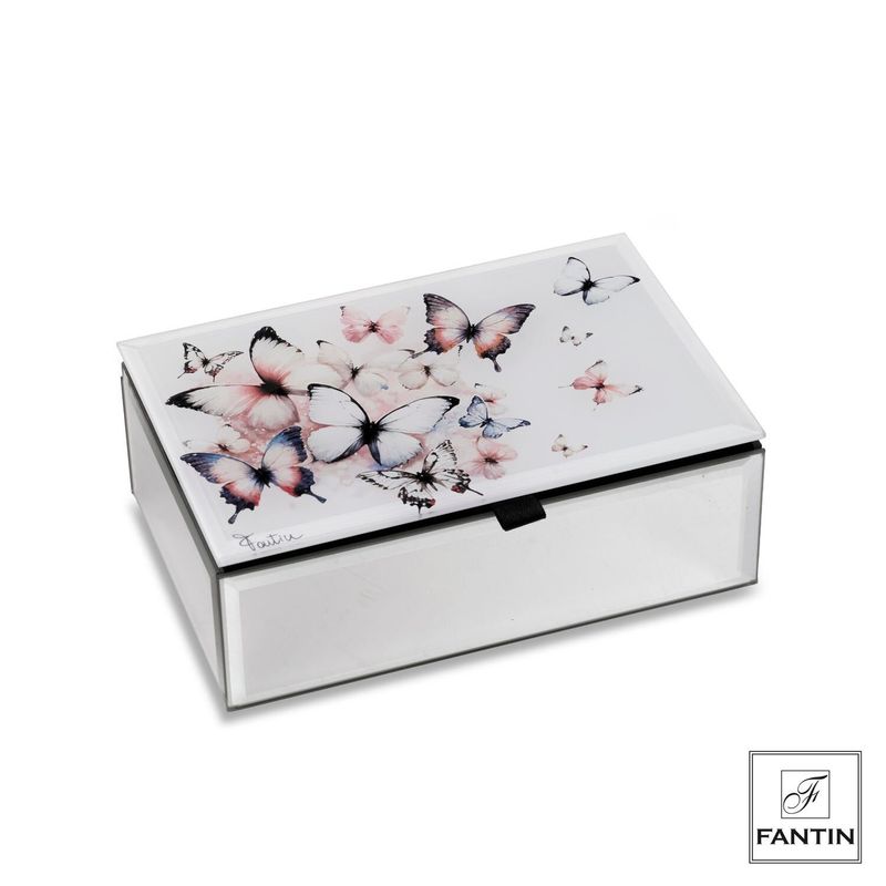 Cofanetto Portagioie in vetro Farfalle in volo - Fantin Argenti