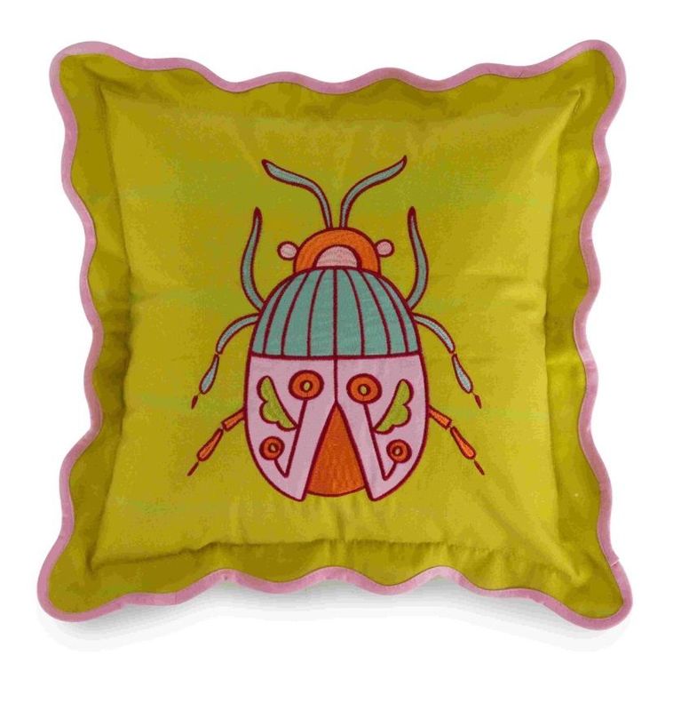 Cuscino ricamato a mano scarabeo - Henriette