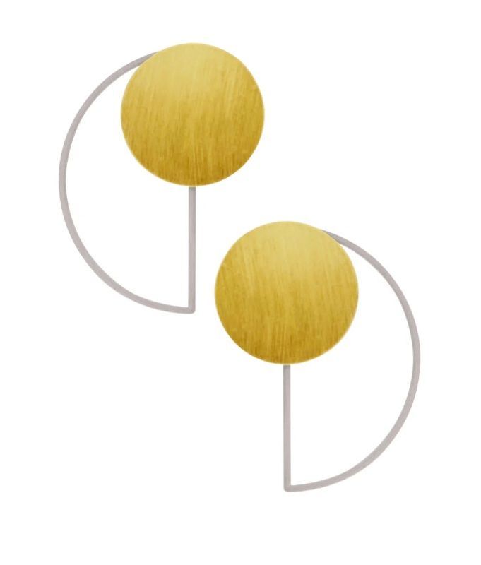 Orecchini 2in1 mezza luna e punto 2 toni Placcatura oro - DANSK