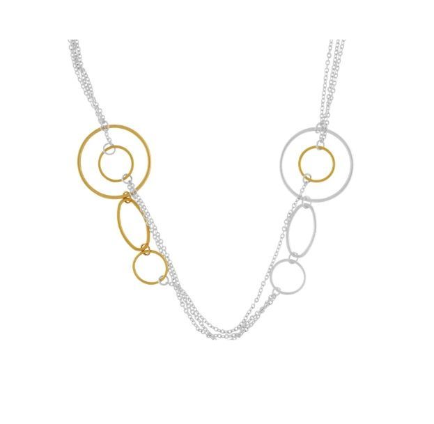 Collana Tempeste lunga con doppia catena a 2 toni placcata argento - DANSK