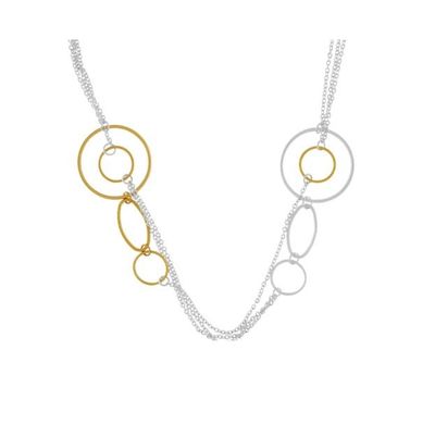 Collana Tempeste lunga con doppia catena a 2 toni placcata argento - DANSK