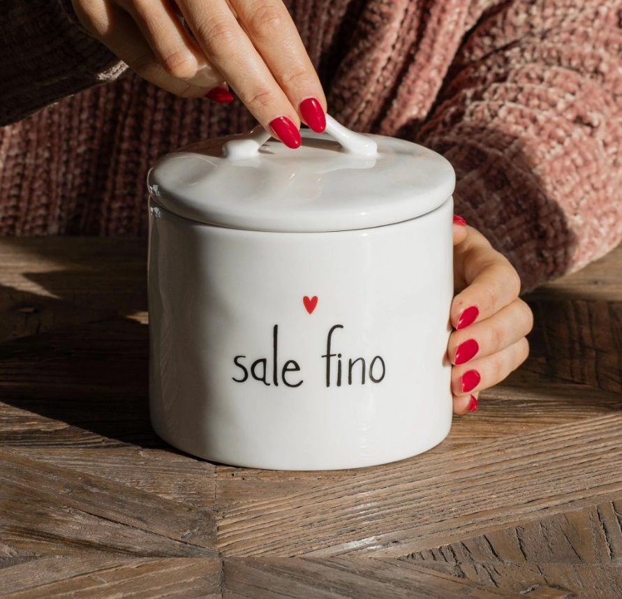 Barattolo in gres decoro Sale fino cuore - Simple Day