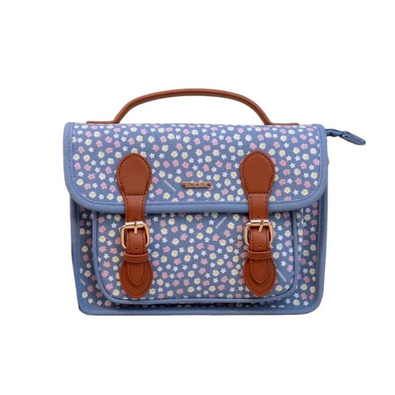 Cartella media blu jeans con fiorellini - Naj Oleari