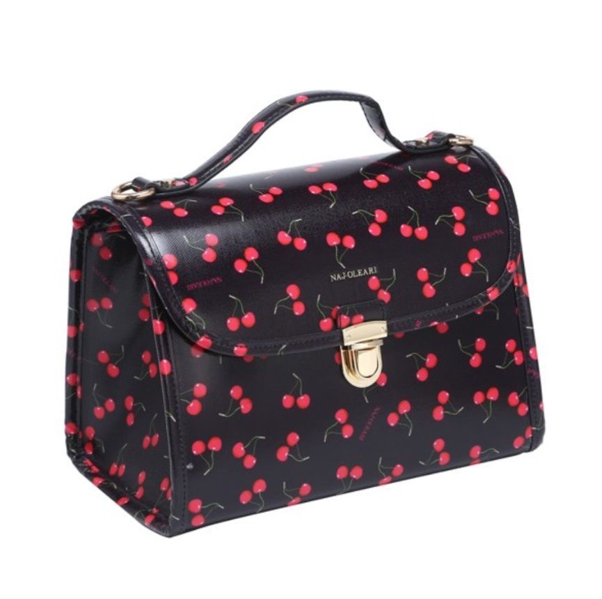 Borsa Cestino nero con ciliegie - Naj oleari