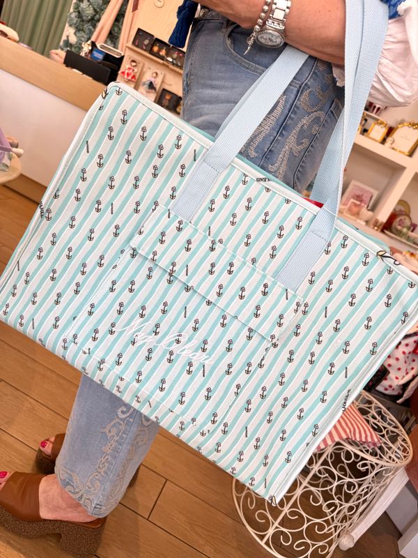 Borsa mare azzurra con fiori - Naj Oleari