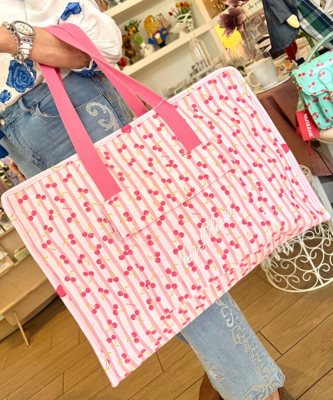​Borsa mare rosa con ciliegie - Naj Oleari