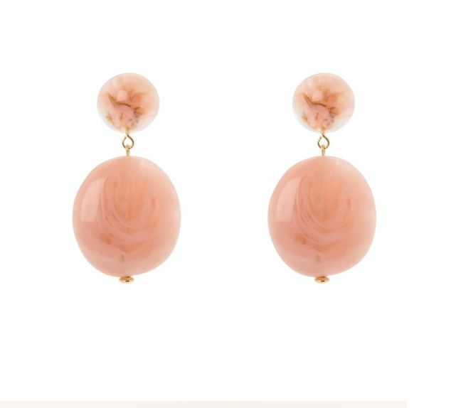 Orecchini sfera e pendente ovale Harper Rosa - Sodini