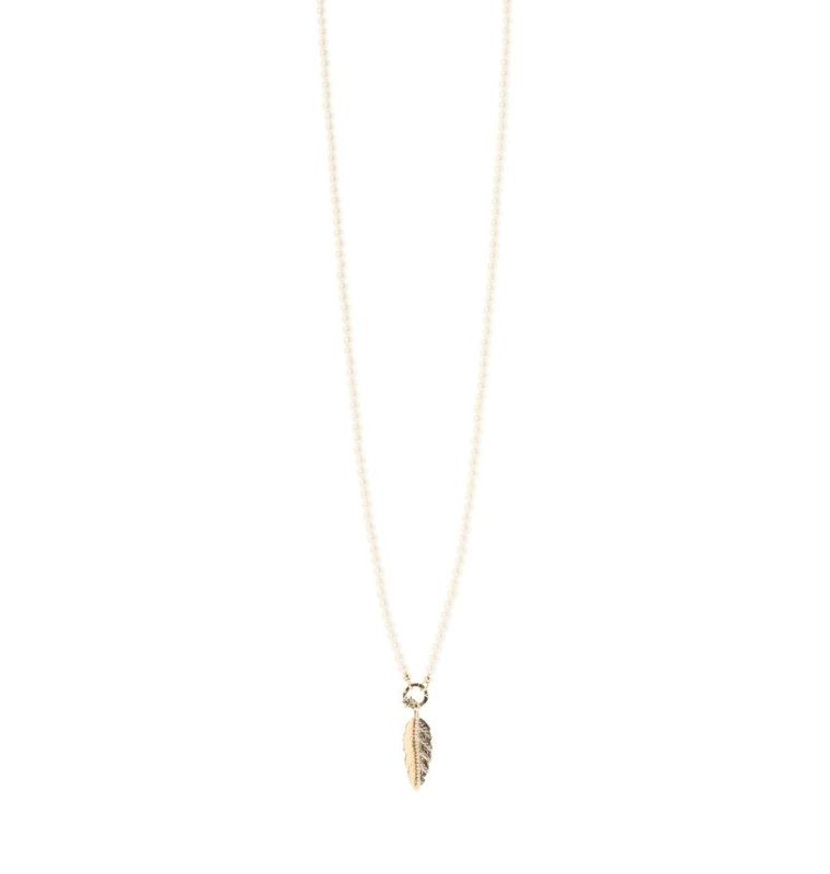 Collana lunga perle foglia pendente Daphne Oro - Sodini