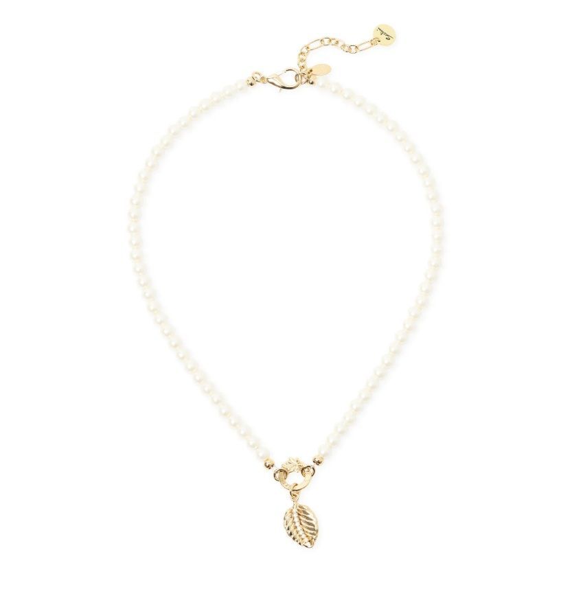 Collana corta perle foglia pendente Daphne Oro - Sodini Collana corta perle foglia pendente Daphne Oro - Sodini