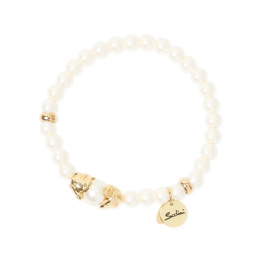 Bracciale elastico perle e perla abbracciata Daphne Bracciale elastico perle e perla abbracciata Daphne