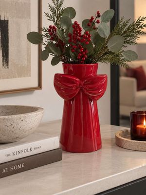 Vaso Decorativo con Fiocco Rosso - Fade Vaso Decorativo con Fiocco Rosso - Fade