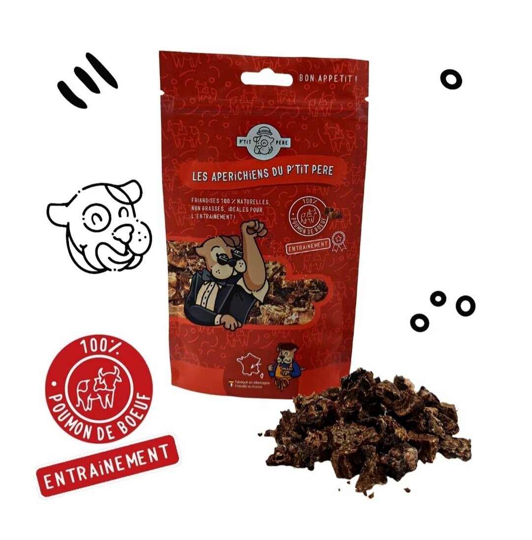 Friandises au poumon de bœuf entièrement naturelles pour chien