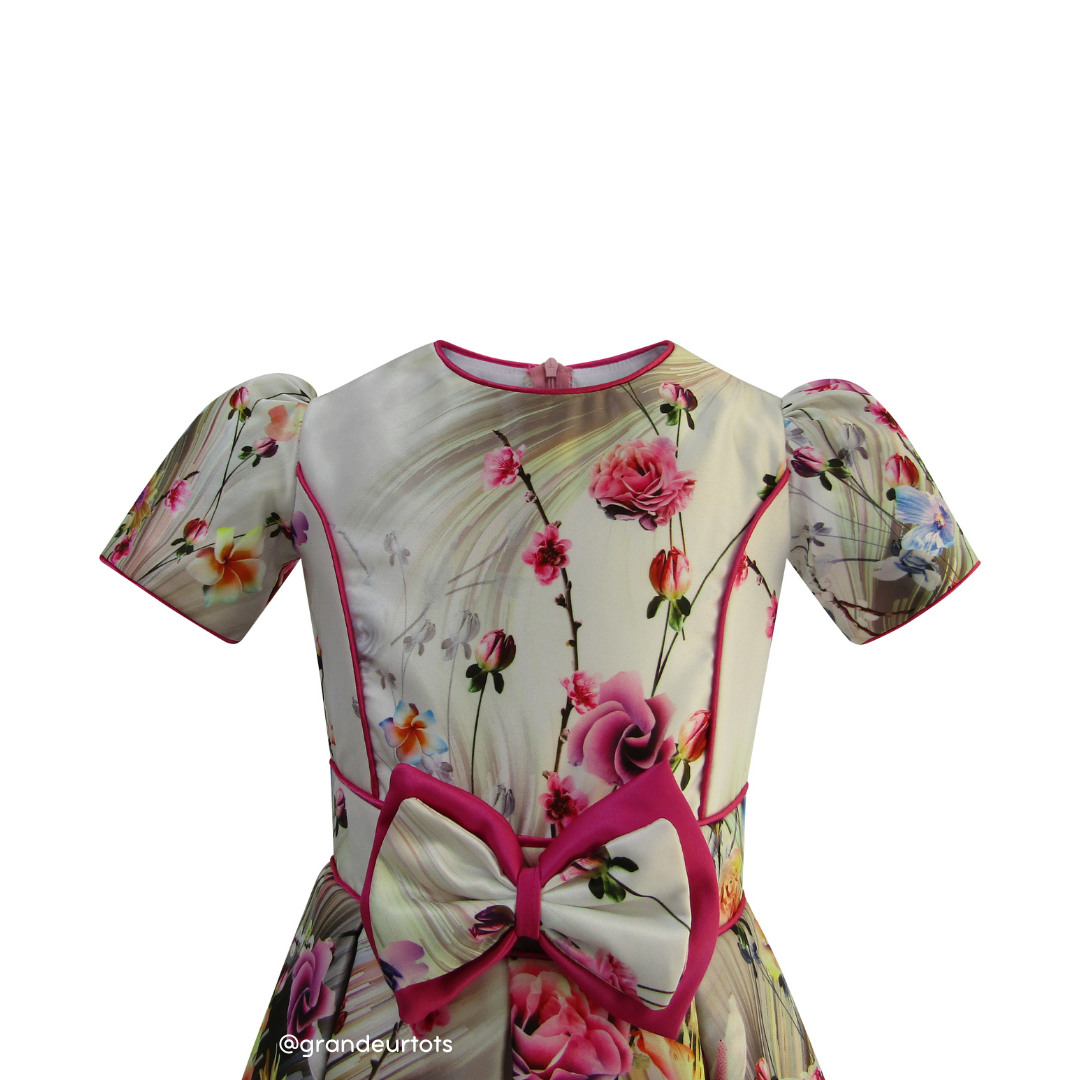Flora Dress For Girls - Cream