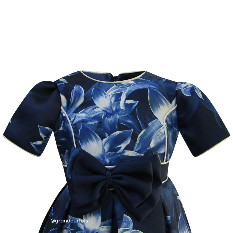 Flora Dress For Girls - Blue