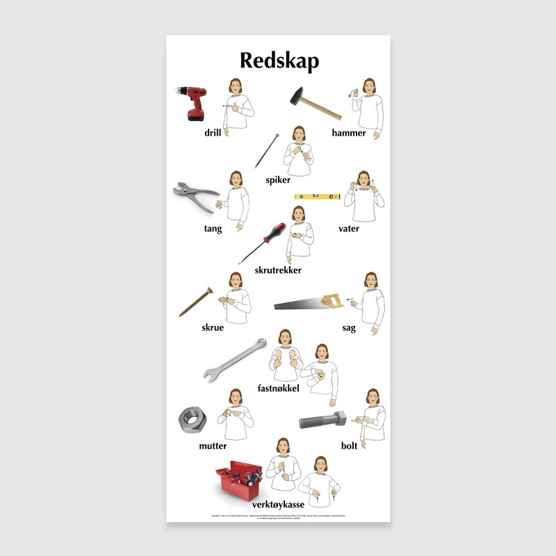 Plakat med bilder &amp; tegn - Redskaper