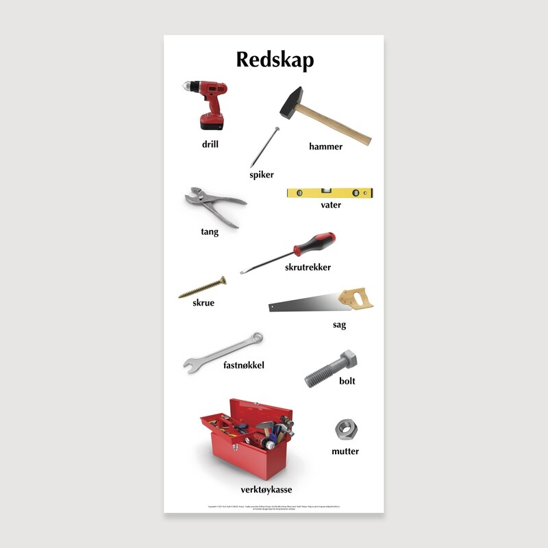 Plakat med bare bilder - Redskaper