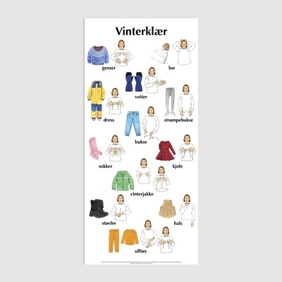 Plakat med bilder &amp; tegn - Vinterklær