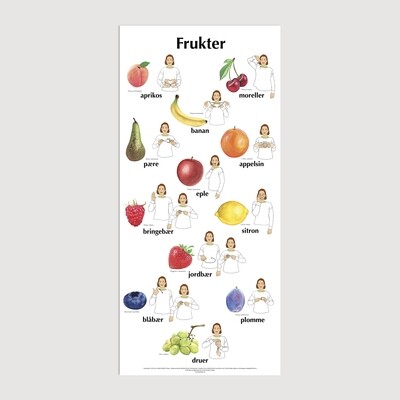 Plakat med bilder &amp; tegn - Frukter