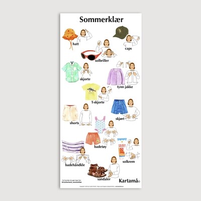 Plakat med bilder & tegn - Sommerklær