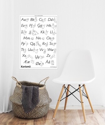 Plakat med bilder &amp; tegn - Alfabet store og små bokstaver