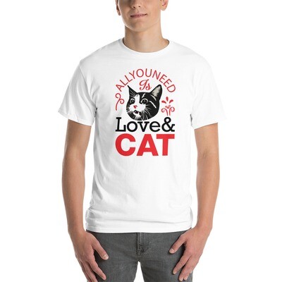 Camiseta All You Need is Love & Cat, 100% Algodón.