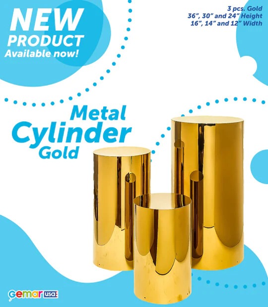 Metal Cylinder Gold 7894