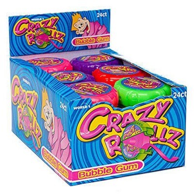 World Confections Crazy Rollz Bubble Gum Rolls (Pack of 24)