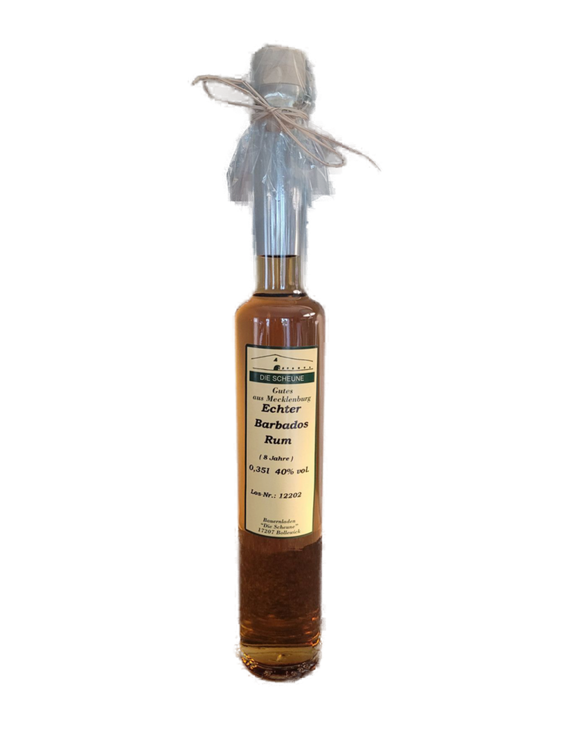 Rum 8 Jahre Echter Barbados Rum 40% VOL. Die Scheune Gutes aus Mecklenburg (1x0,350ltr.)
